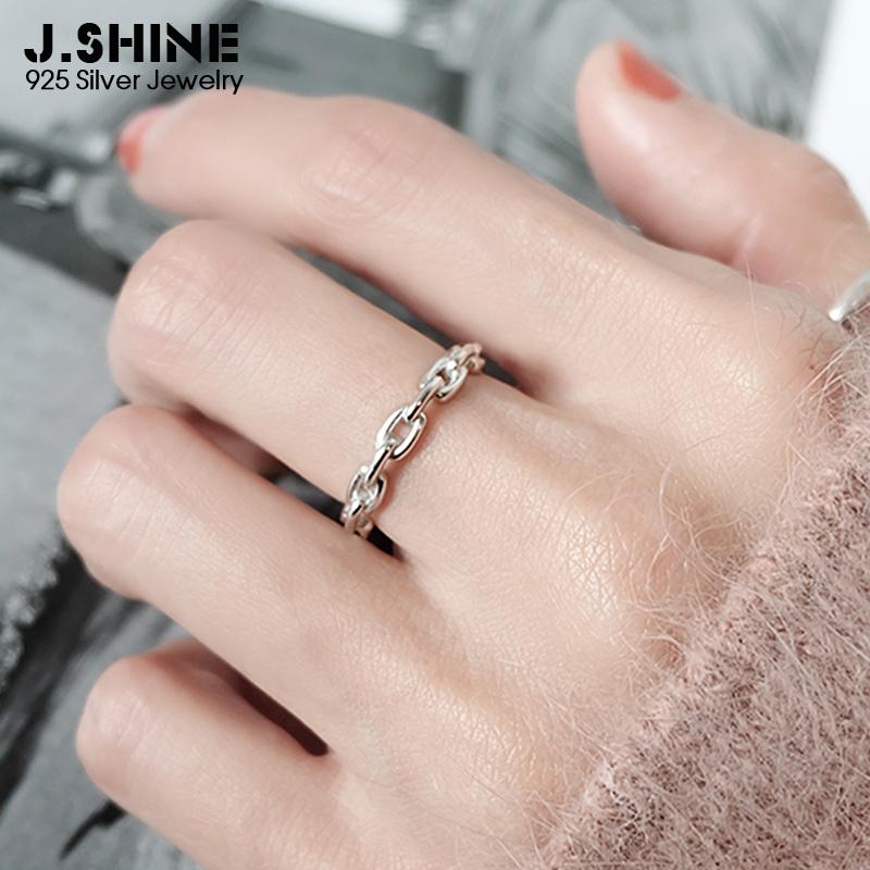 

Cluster Rings JShine Pure S925 Sterling Silver Classic Chain Smooth Open Ring Personality Korean Fashion Wedding Engagement For Ladies, Golden;silver