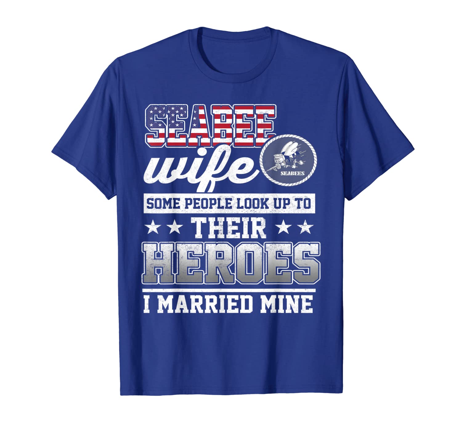 

U.S Seabee T-Shirt Proud Seabee Wife Shirts, White;black