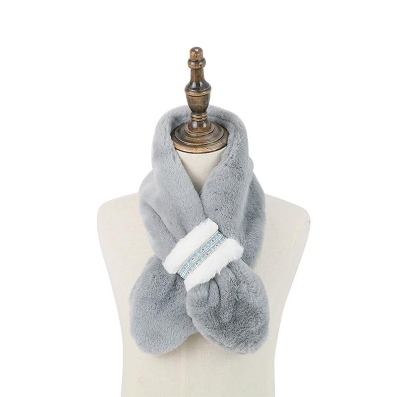 

Scarves & Wraps Yyun Toddler Kids Teens Girls Plush Faux Fur Cross Scarf With Rhinestones Winter Soft Warm Thickened Fuzzy Neck Collar Shawl, Khaki