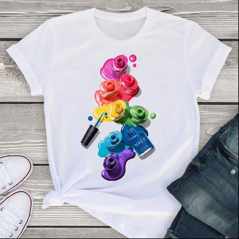 

women graphic fingernail vogue 3d fashion short sleeve print summer shirt tees clothing female t shirt womens t shirt, White