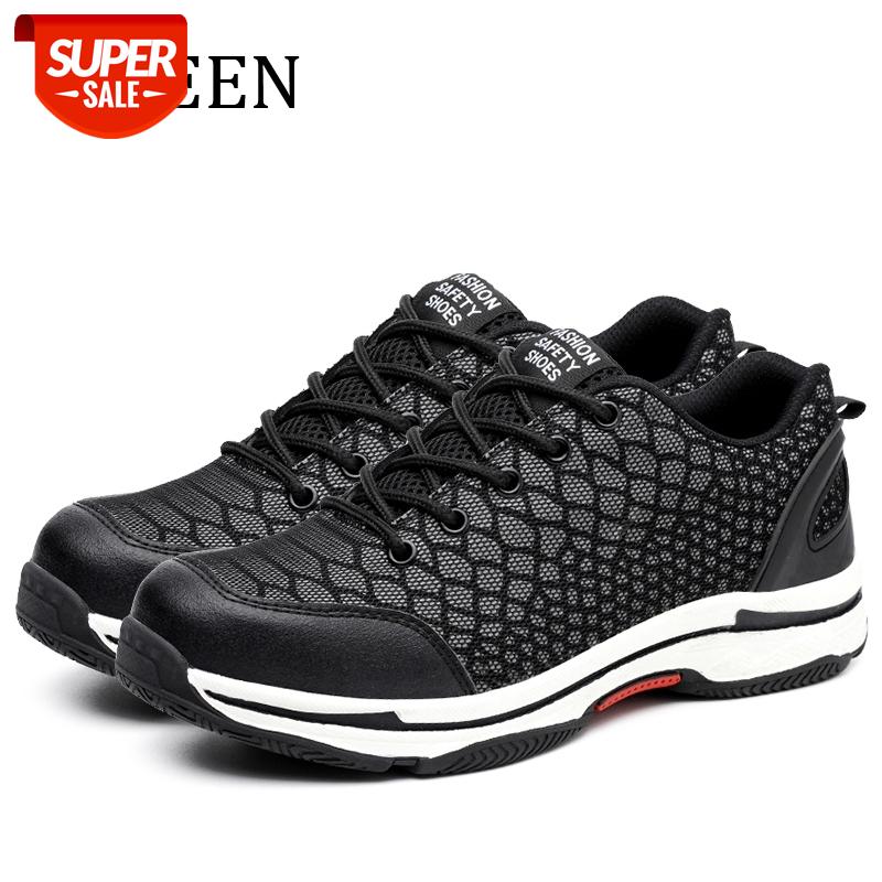 

YWEEN Mens Labor Insurance Puncture Proof Shoes Men Safety Work Boots Fashion Autumn Breathable Mesh Steel Toe Shoes For Men #8C8n