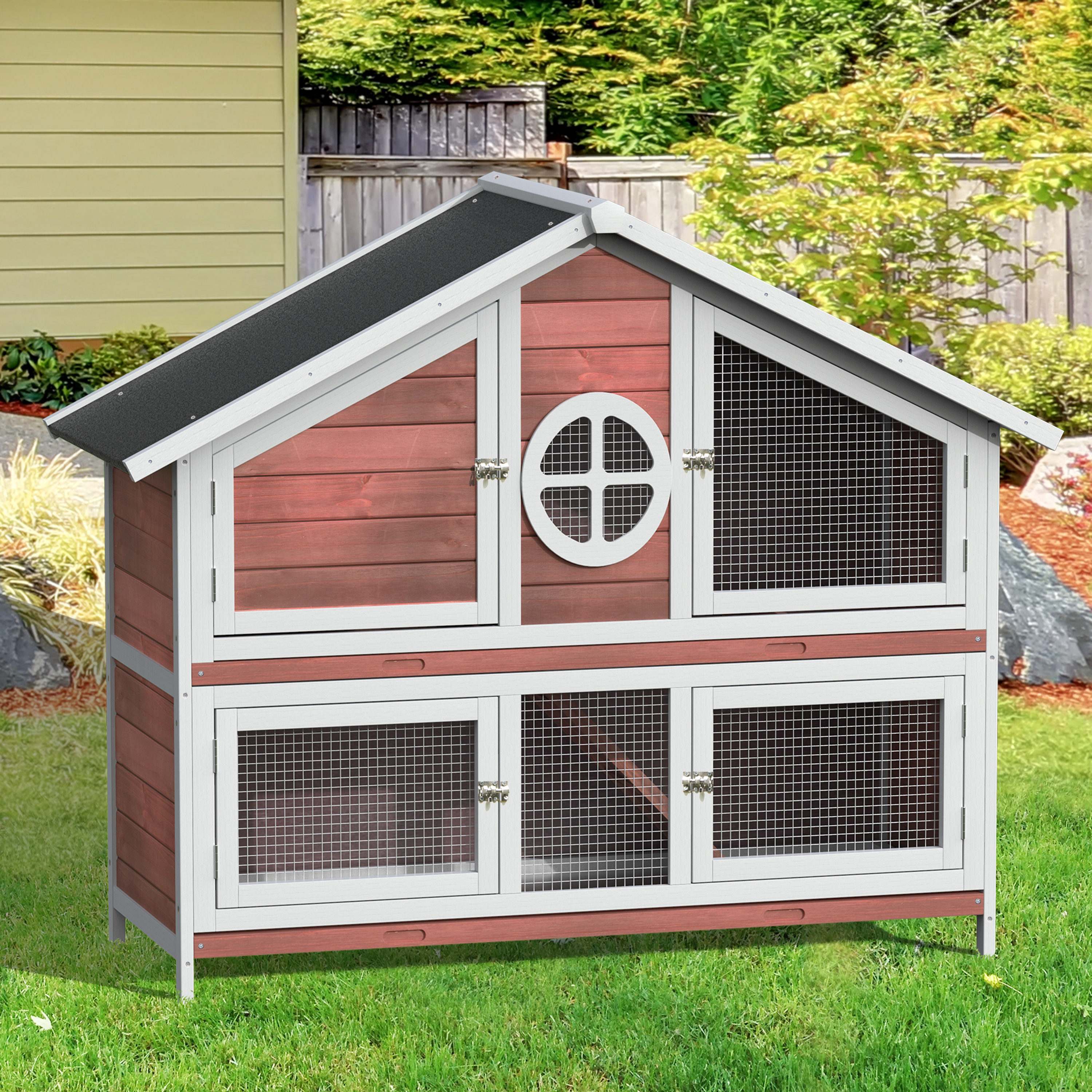 

LEISUS Rabbit cage wooden house small animal pet cage small house red