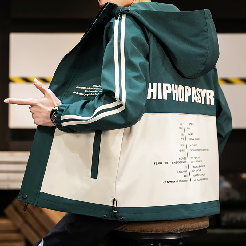 

2021 Brand Men New Autumn Jacket Long Sleeve Clothes Dust Coat Clothing Motorcycle High Quality Korean Style Fashion Windbreaker Mk44, Green