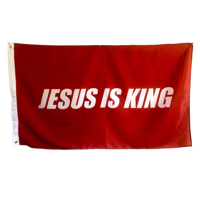 

Jesus Is King 3X5FT Flags Outdoor Banners 100D Polyester 150x90cm High Quality Vivid Color With Two Brass Grommets