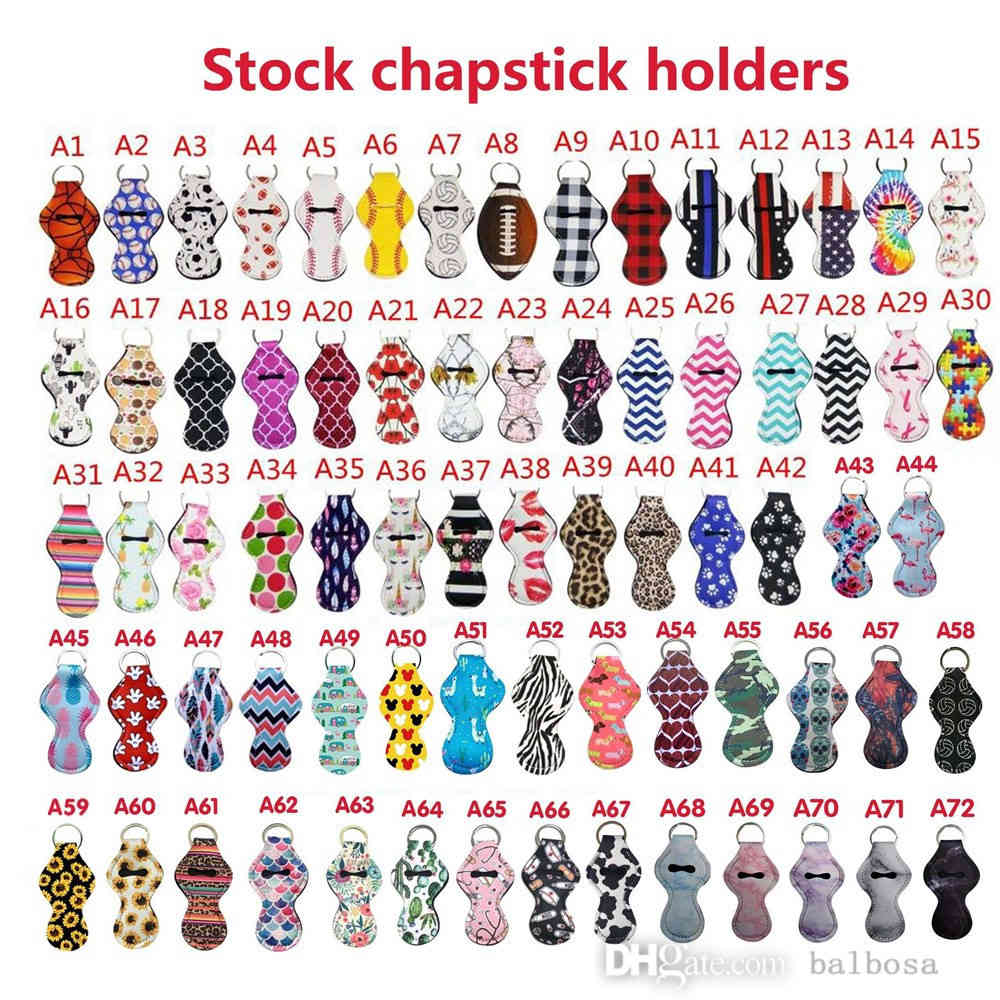 

117 Colors Pattern Printing Chapstick Holder Keychain Girl Chapstick Lipstick Keychain for Party Favors Valentines Gift