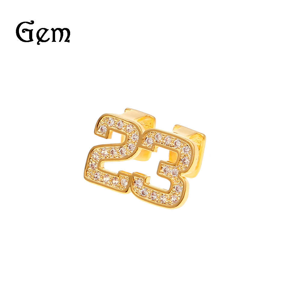 

Hip Hop Gold braces men's and women's trend zircon gold plated double teeth 23 digital hip hop braces jewelry