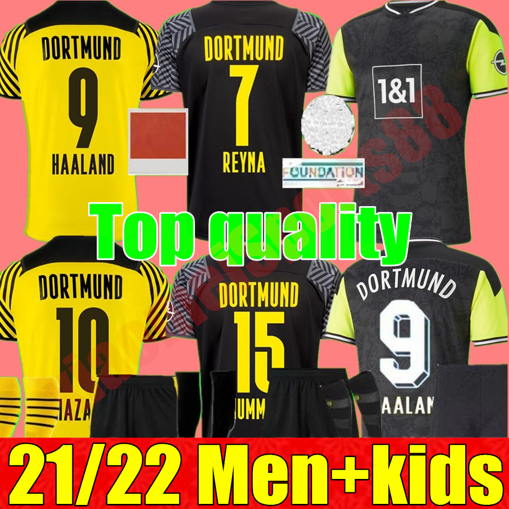 

21 22 HAALAND REUS home away 4th dortmund soccer jersey 2021 2022 football shirts BELLINGHAM SANCHO HUMMELS BRANDT adult Men + kids kit, Away+patch