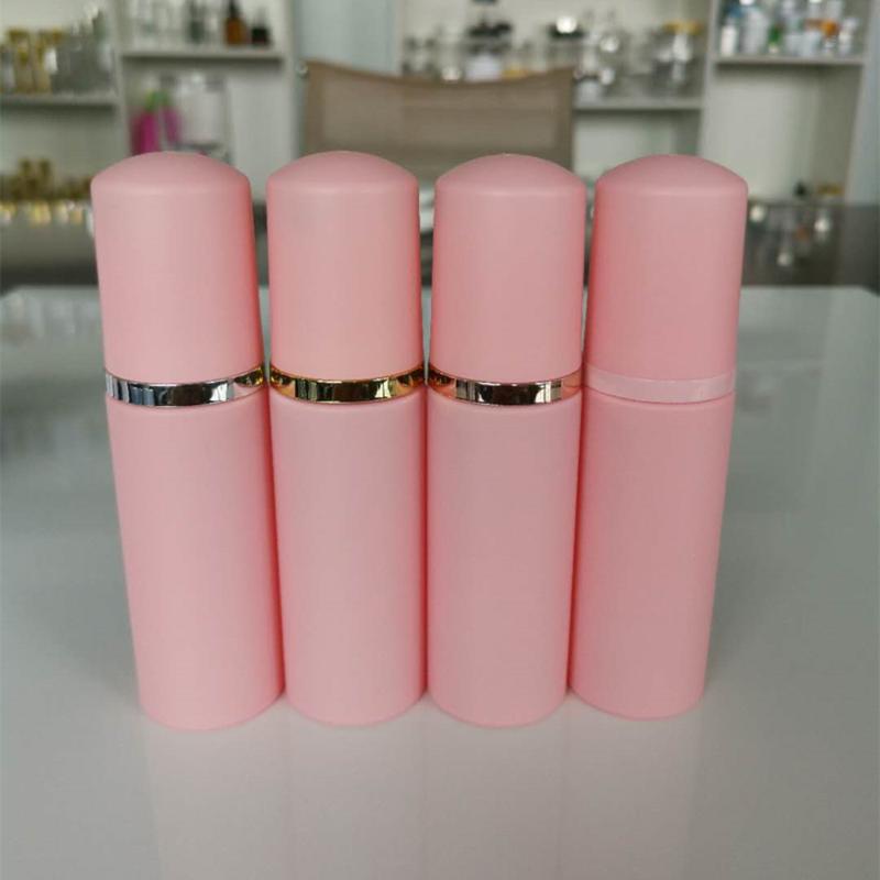 

30ps 60ml Pink Plastic Foam Pump Refillable Empty Cosmetic Bottle Lashes Cleanser Soap Dispenser Shampoo Bottle With Golden