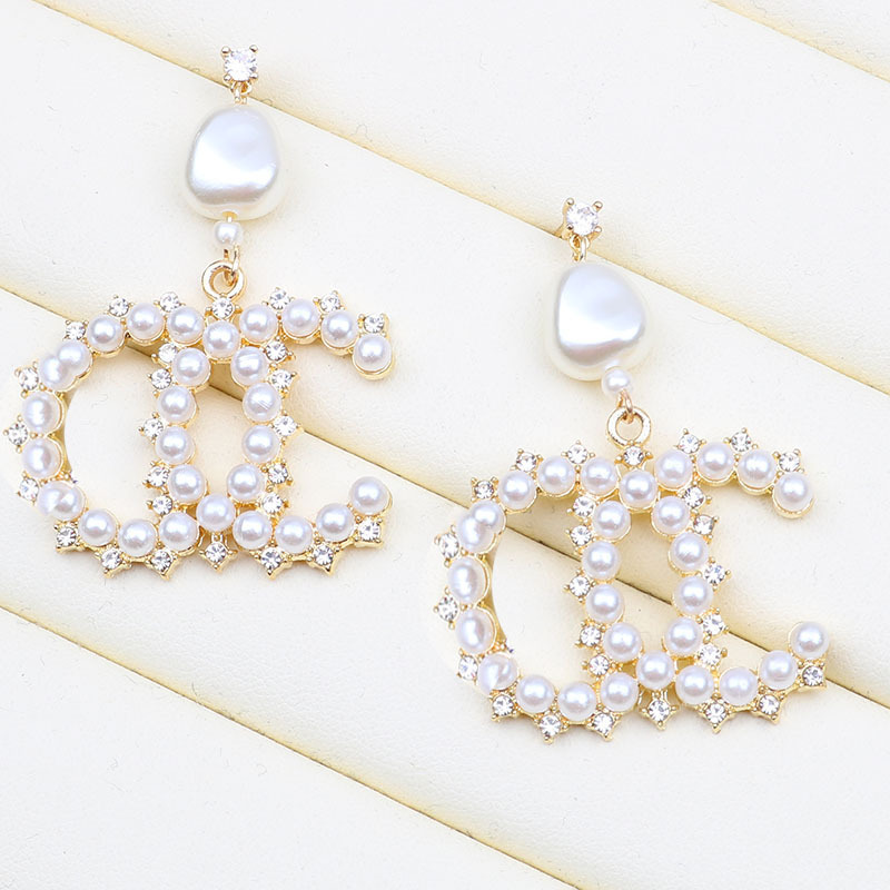 

Trendy little fragrance Earrings long pearl studded Tassel Earrings with personality and thin Beaded Earrings, Silver