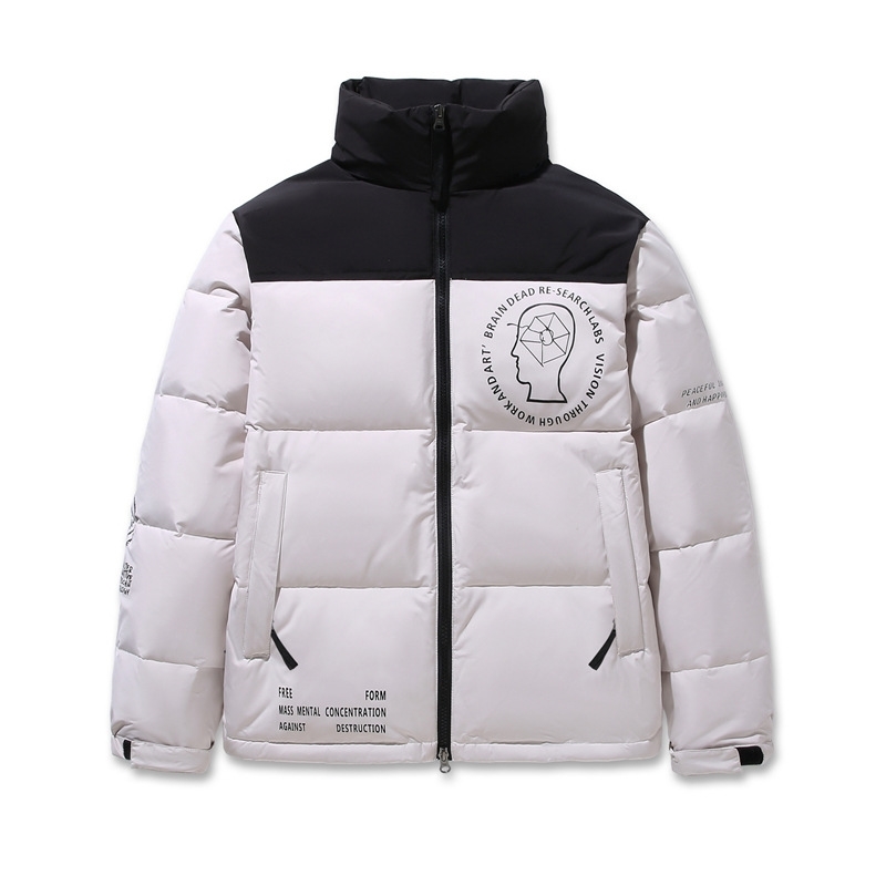 

Down jacket male and female couple large coat hooded detachable tide thickened Parker tooling brain death, White