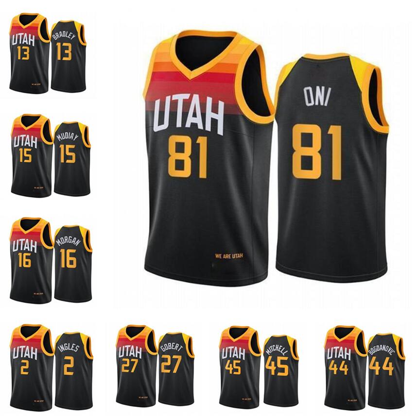 

Men Basketball Jersey Donovan 45 Mitchell Mike 10 Conley 00 Clarkson Rudy 27 Gobert 17 Udoka Azubuike 15 Derrick Favors, Black;yellow