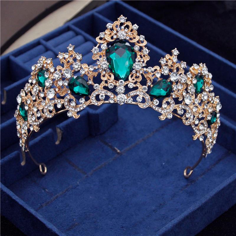 

Hair Clips & Barrettes Baroque Gorgeous Crystal Bridal Tiaras Queen Crown Headdress Princess Bride Diadem Prom Wedding Jewelry Pageant, Golden;silver