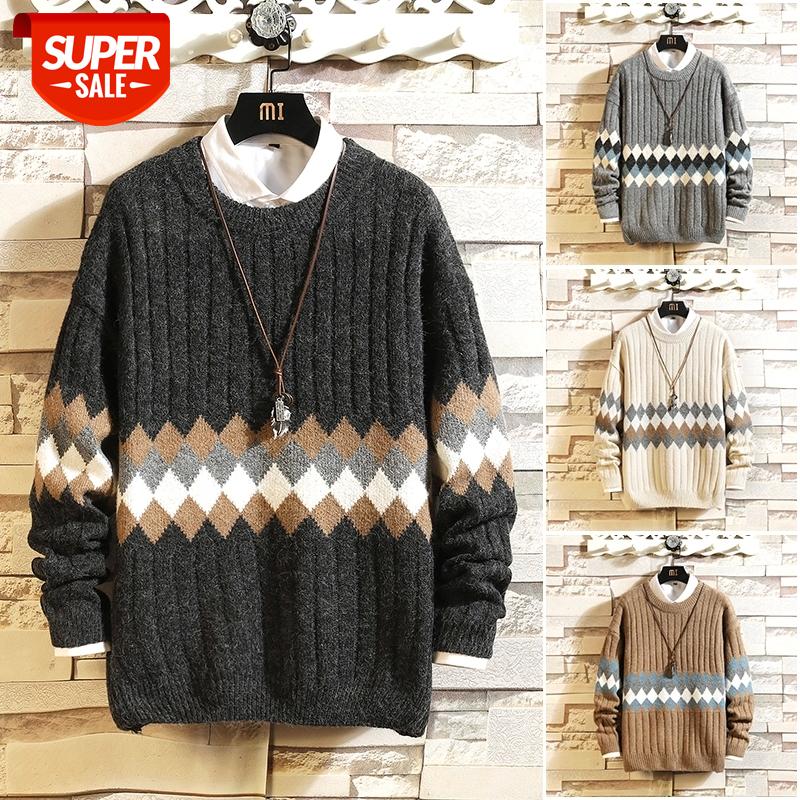 

2021 New Sweaters Men'S Black Long Sleeves Autumn Winter Pullover Knitted O-Neck Plus OverSize 5XL #oG4c, White;black