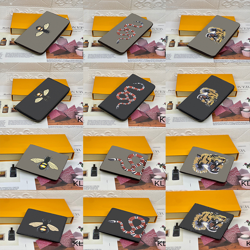 

2021 brand designer wallet top quality fashion luxury man woman bee snake tiger head credit card bag with box, Colour 3