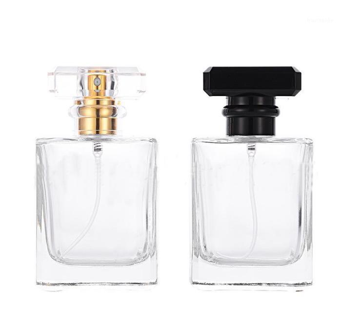 

Transparent Black Glass Perfume Spray Bottle 50ml Empty Atomizer Bottles For Travel Cosmetic Containers SN157 Storage & Jars