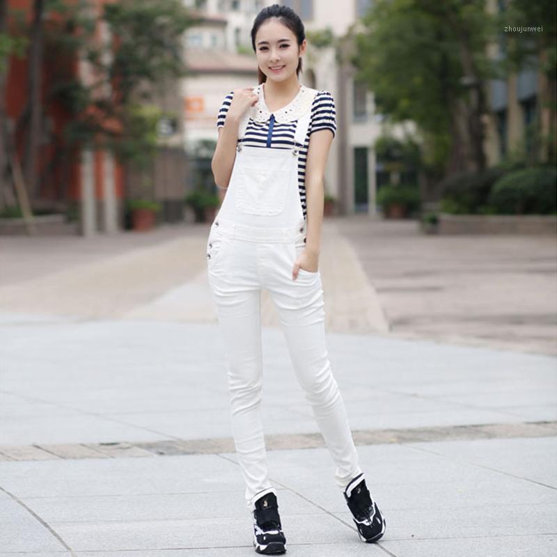 

Women' Jumpsuits & Rompers 2021 Summer High Waist Denim Overalls Feet Trousers Korean Version Of The Slim Slimming White Pencil Pants, Black