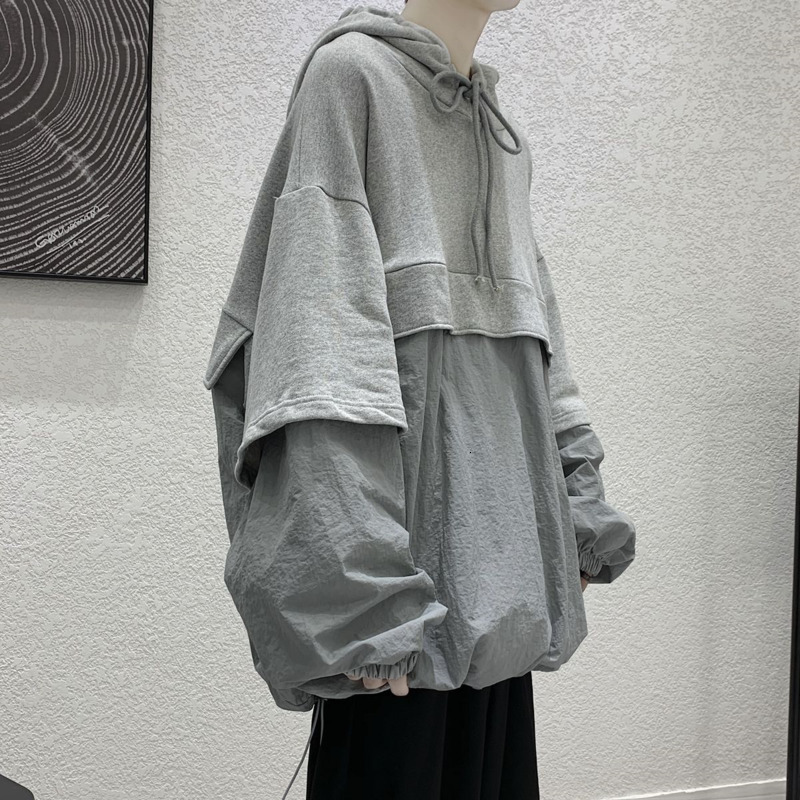 

2021 New Autumn Korean Style Hoodies Men's Fashion Solid Color Casual Hooded Sweatshirt Men Streetwear Loose Hip-hop Pullover Hoodie Mens Lp, Gray
