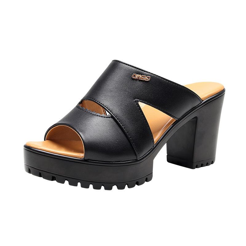 

Slippers 8cm Block High Heels Women Wedding Shoes Summer 2021 Elegant Small Big Size 32-43 Chunky Platform Slides Office Red, Silver
