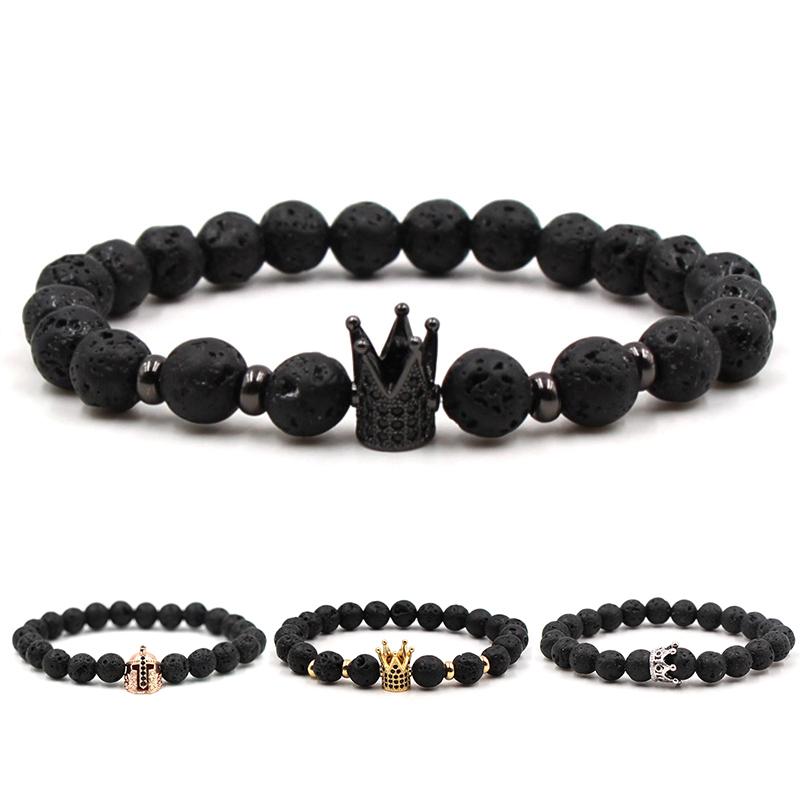 

Charm Bracelets Stone Crown Women Cross Crystal Armour Men 2021 Arrival Korean 1PC Bracelet Allergy Free Elasticity Bead