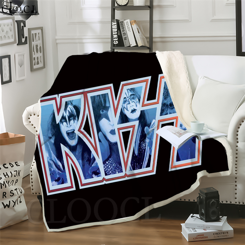 

CLOOCL Hot Kiss Band 3D Print Hip-hop Style Conditioning Blanket Sofa Teens Bedding Throw Blankets Plush Quilt