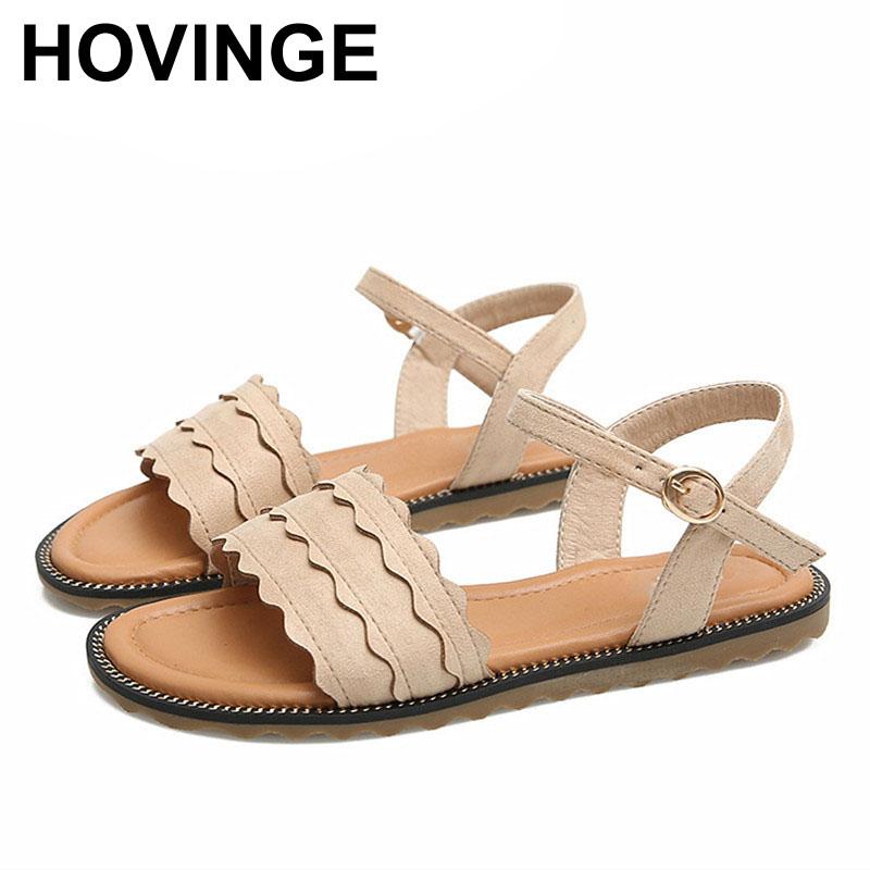 

HOVINGE Fashion Women's Sandals Big Size 41 42 43 Ladies Summer Shoes 2021 Shoes Women Comfortable Flat Heel Sandals For Teenage, Beige