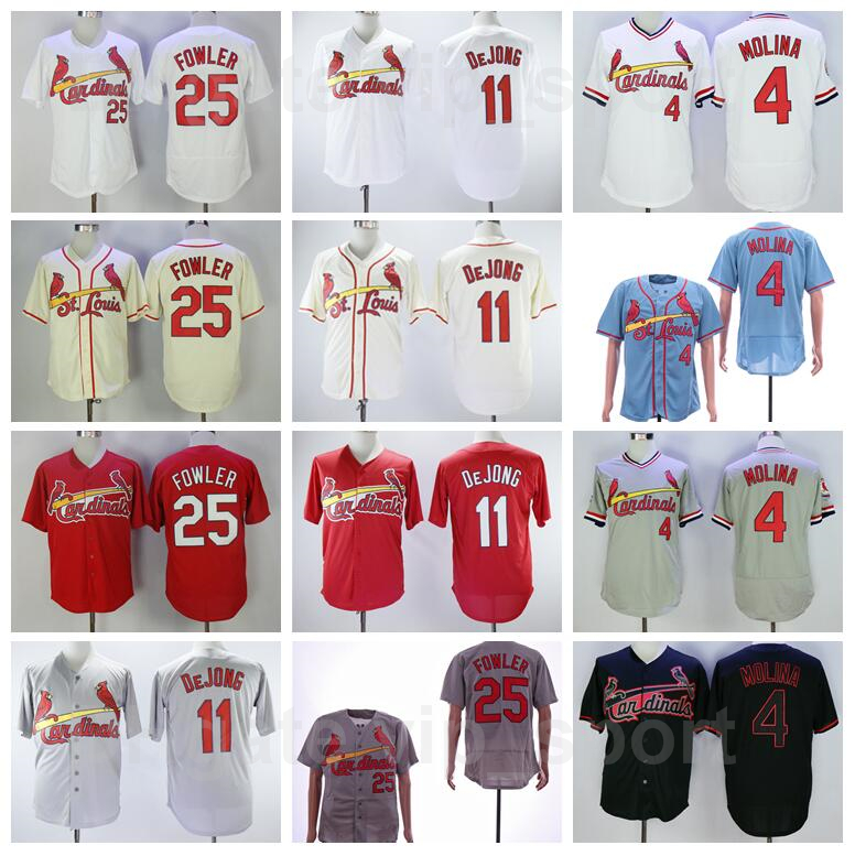 

Baseball 2018 Style 25 Dexter Fowler Jersey 4 Yadier Molina 11 Paul DeJong Stitched Red White Grey Beige Black Pullover Flexbase Clearance, Blue;black