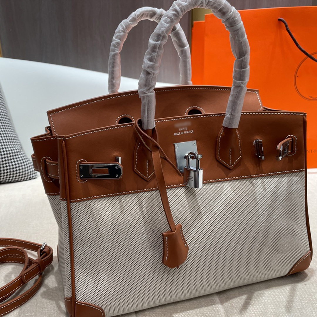 

Luxury Designer France Brand Classic Birkin Totes Bags High Quality Genuine Leather Canvas Women Handbag Fashion Bestselling Handbags Designers Shoulder Bag, Grey