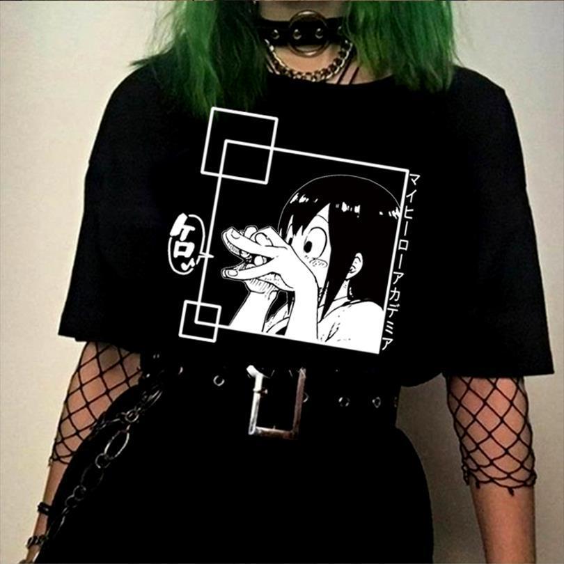 

tsuyu asui froppy my hero mens t shirt academia classic anime kawaii short sleeved unisex, White;black