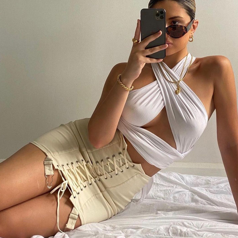 

2021 New Arrival Cotton Material Snug Tank Tops Women Sleeveless Sexy Elegant Blackless Birthday Party Clothing, White