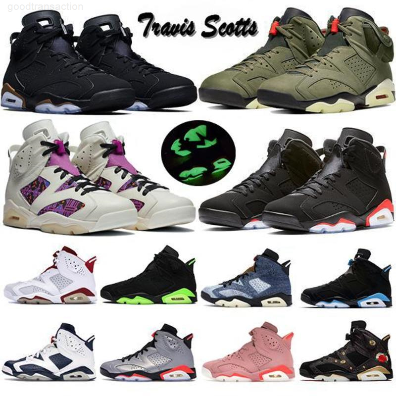 

With Box 2020 High OG Jumpman UNC 6 6s Mens Basketball Shoes Floral Hare Travis Black Cat Oregon DMP Sports Trainers Sneakers Size 13