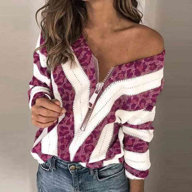 

Elegant Knitted Women Sweater Zipper Leopard V Neck Autumn Winter Woman Sweaters Korean Long Sleeve Pullover Ladies Jumper, White;black