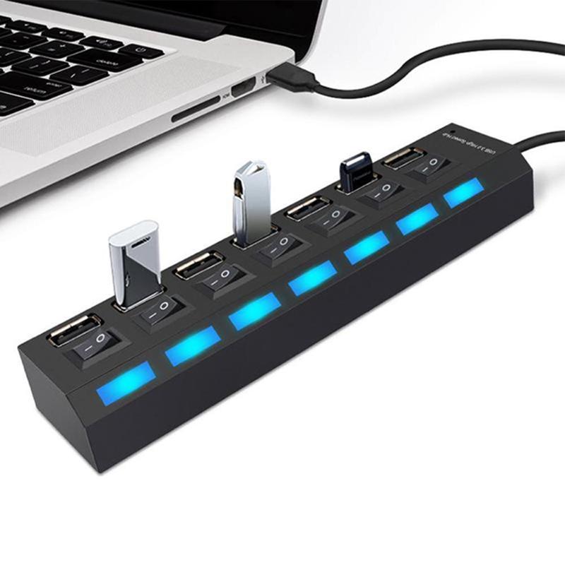 

Hubs USB 3.0 HUB 2.0 Multi Splitter 3 Hab Use Power Adapter 7 Ports Expander PC Computer Accessories