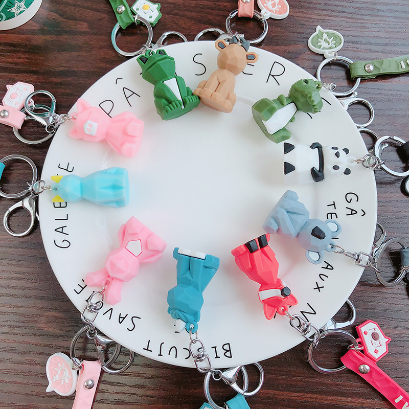 

cartoon animal keychain cute bag pendant car key chain high quality keyring pendants, Silver