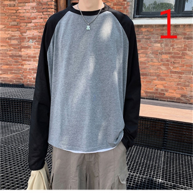 

2021 New Tide Brand Winter Cotton T-shirt Men's Round Neck Korean Slim Long-sleeved Stripes X30o