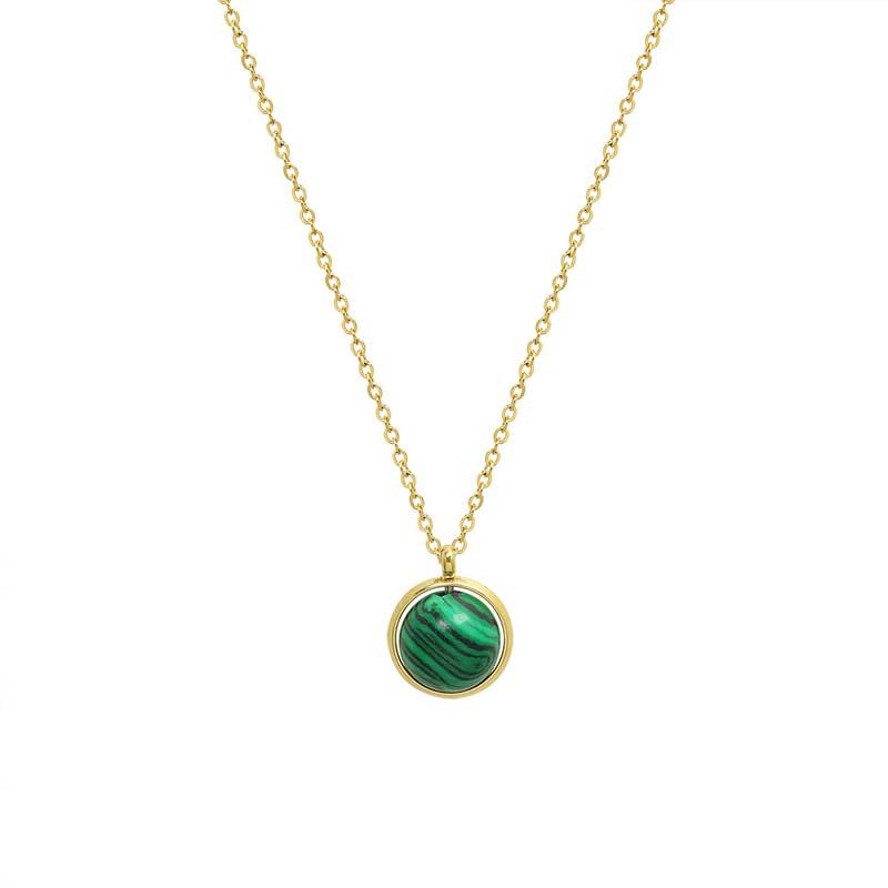 

Pendant Necklaces Creative Green Natural Stone Necklace For Women Stainless Steel Gold Chain Choker Jewelry Collares Para Mujer