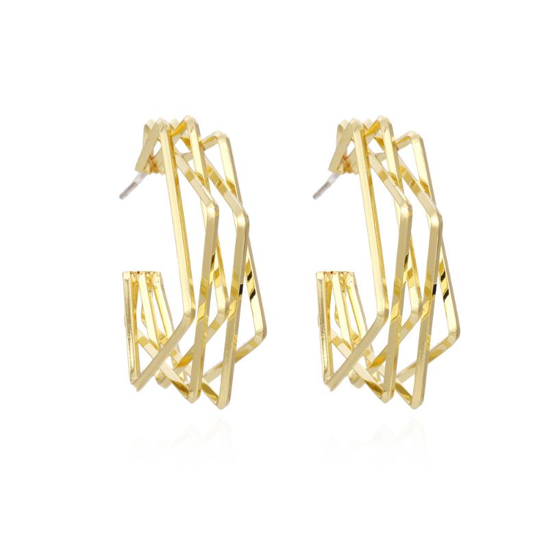 

Dangle & Chandelier Mayjim European American Simple Copper Plated Geometric Square Earrings Fashion Creative Hollow Double Metal Women, Silver