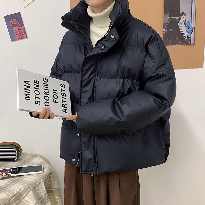 

2021 New Winter Thick Leather Jacket Men's Warm Fashion Casual Black Motorcycle Men Streetwear Loose Korean Short Coat Mens Clothes Zfkl