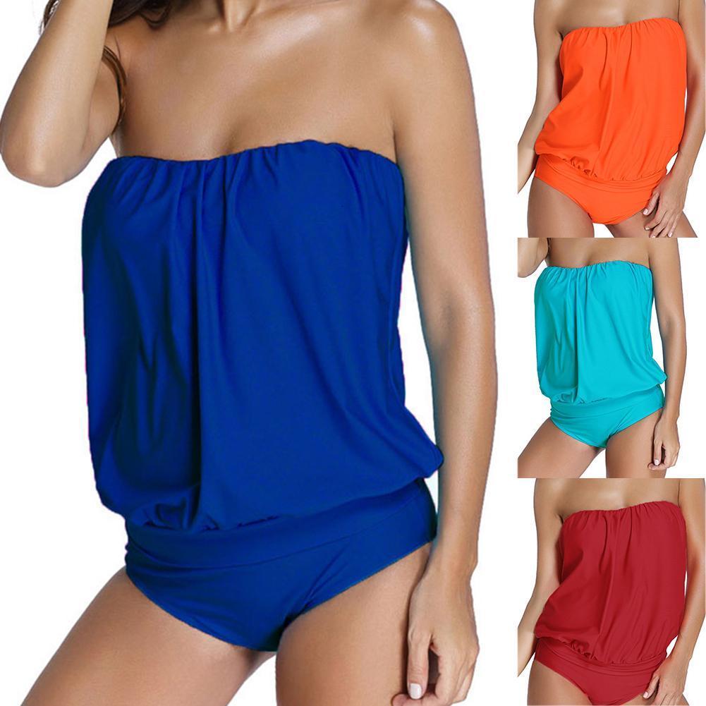 

3xl Plus Women Size Solid Color Backless Strapless Beach One-piece Swimwear Swimsuit Bodysuit Bathing Suit Swim Wear Ho, White;black