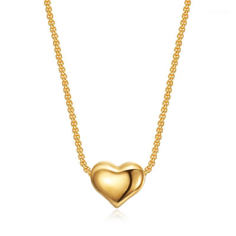 

Pendant Necklaces Gold Color Minimalist Smooth Tiny Heart Necklace For Women Jewelry 2021 Valentine's Day Gift Drop, Silver