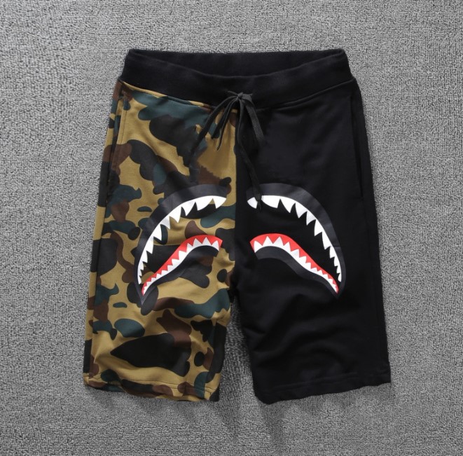 

Summer Mens shorts wommen Sportswear beach Pants Jogger Tracksuit causel Bird Black red Hip Hop Men Shark mouth camouflage patchwork trousers