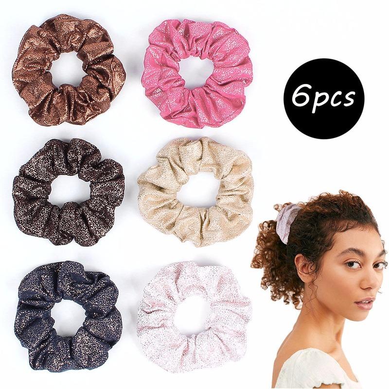 

Fashion Leather Hair Scrunchie Elastic Hair Bands Solid Color Women Girls Headwear Ponytail Holder Scrunchies Accessories