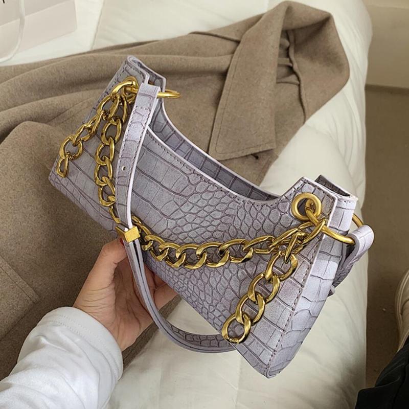 

Crocodile pattern Pearl Tote Armpit Bag 2021 Fashion New Quality PU Leather Women Designer Handbag Travel Shoulder bag Purses, Chain khaki