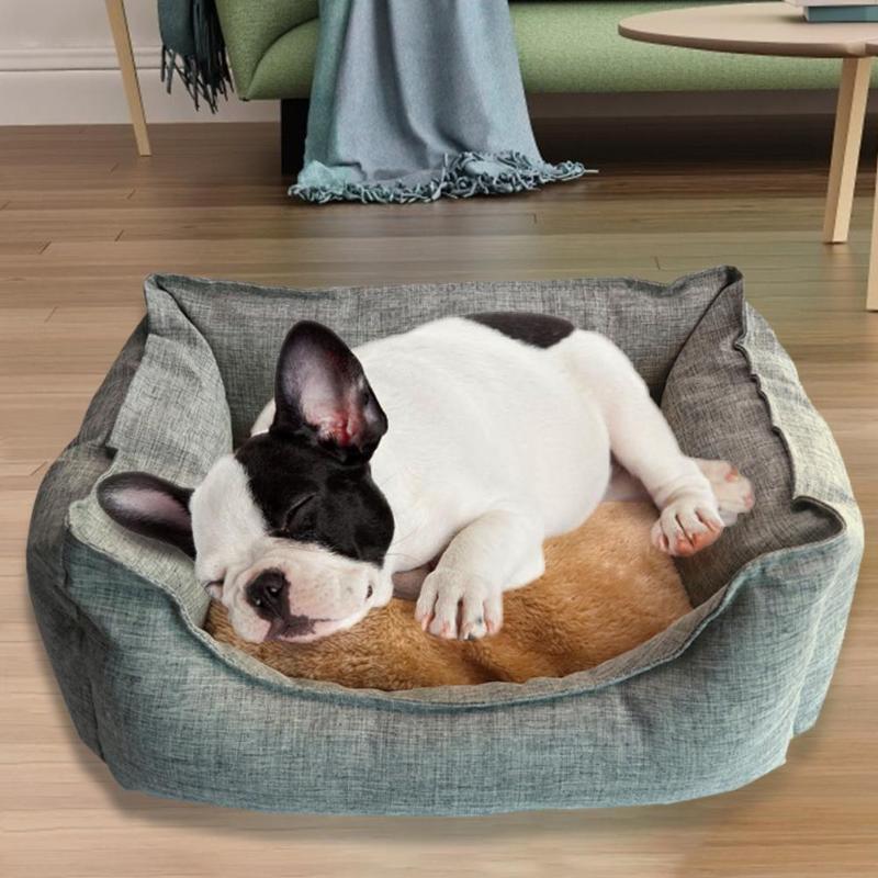 

Warm Plush Dog Sleep Bed Pet Lunoger Cushion Cat Winter Kennel Puppy Sofa, Gray