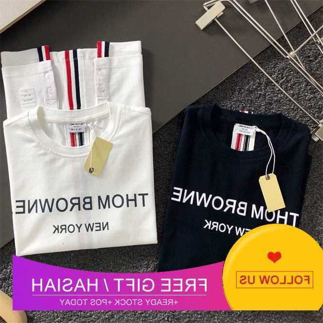 

Trendy Brand Tb Tom Brown Ginza Tokyo, Japan Limited Couples Back Color Stripe Short Sleeve T-shirt, White;black