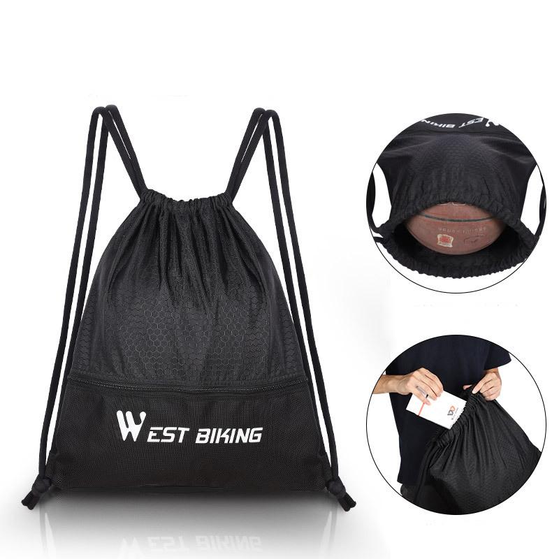 

Outdoor Bags 15L Water-resistant Sports Backpack Cycling Zipper Pocket Travel Drawstring Bag Fitness Running Accessories, Black color