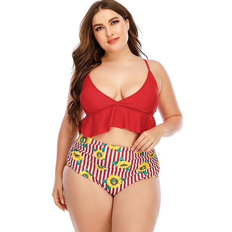 

2021 new Women's swimsuits Sleeveless high waist sexy for big breasts Plus size Fashion Sports surf swim suit