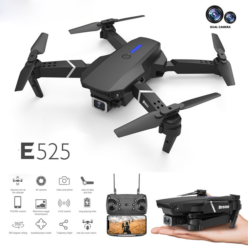 

LS-E525 4K HD Dual Lens Mini Drone UAV WiFi 1080p Real-time Transmission FPV Drones Double Cameras Foldable RC Quadcopter Toy Gift, 7. white battery