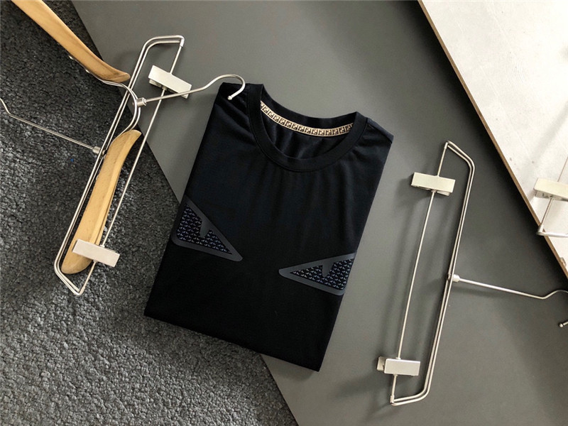 

Summer 2021 Fashion Brand Monster Eyes Fun Men's Slim Fitting Short Sleeve Round Neck T-shirt Mercerized Cotton Bottom Shirt, White;black