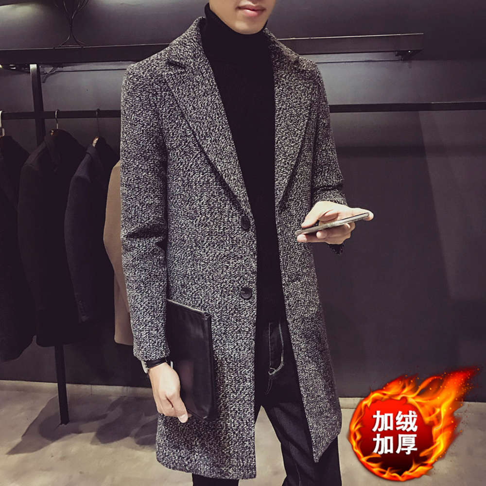 

2020 new Chiffon men's medium length coat et youth fabric windbreaker, Black