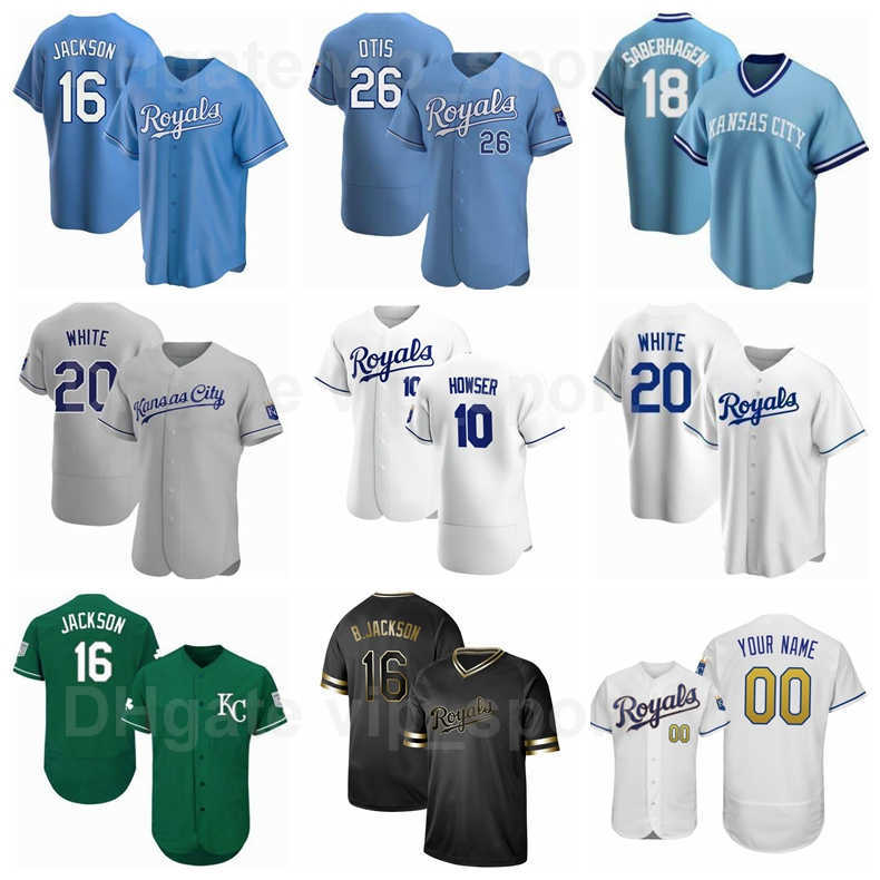 

20 Frank White Jersey Baseball 10 Dick Howser 26 Amos Otis 18 Bret Saberhagen 16 Bo Jackson Flexbase Team Black Blue Grey Green, Men flexbase